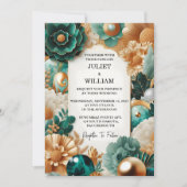 Invitation Maintenant Marble Monstera Emerald Vert Et Or Mari (Devant)