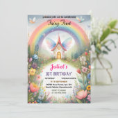 Invitation maintenant mignon Floral Rose fille fée premier 1e (Debout devant)