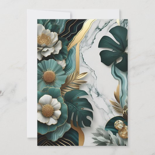 Invitation Maintenant Monstera Emerald Green Et Fête des mari (Dos)