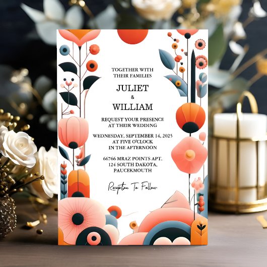 Invitation Maintenant Orange les années 70 80s 90s Rose Peach