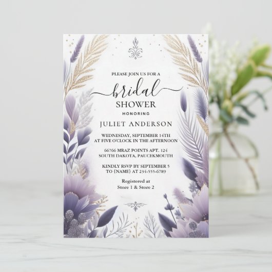 Invitation Maintenant Plum Automne Été Lavande Sage Fête des  (Debout devant)