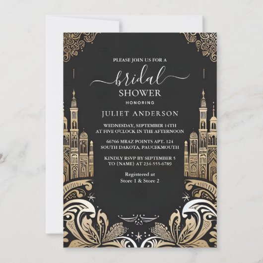 Invitation Maintenant Retro Arabe Exotic Bold Damask Fête des (Devant)