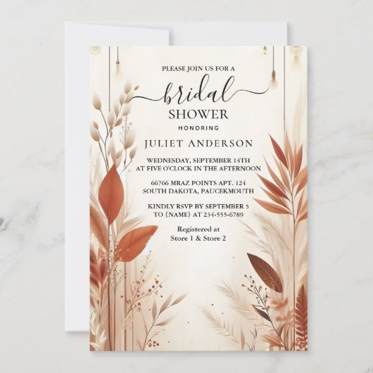 Invitation Maintenant Rustic Boho Automne Ombre Fête des mari (Devant)