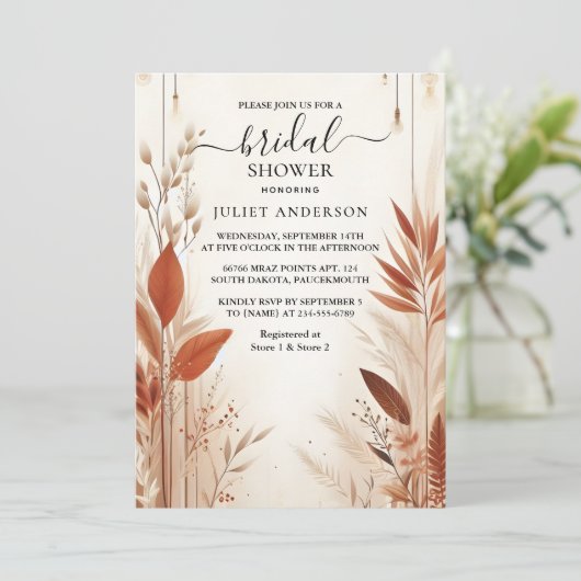 Invitation Maintenant Rustic Boho Automne Ombre Fête des mari (Debout devant)