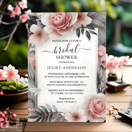Invitation Maintenant Soie rose Boho Peony Dusty Fête des mar