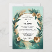 Invitation Maintenant Wreath Palm Tree Beach Mariage Vert Et  (Devant)