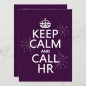 Invitation Maintenez calme et l'appel heure (toute couleur) (Devant / Derrière)