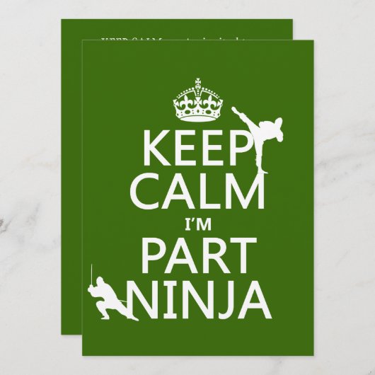 Invitation Maintenez calme je suis partie Ninja (dans toute (Devant / Derrière)