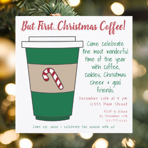 Invitation Mais d'abord Tasse de café de Noël Chandeleur Fête