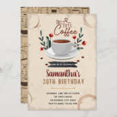 Invitation Mais d'abord thème d'anniversaire café (Devant / Derrière)