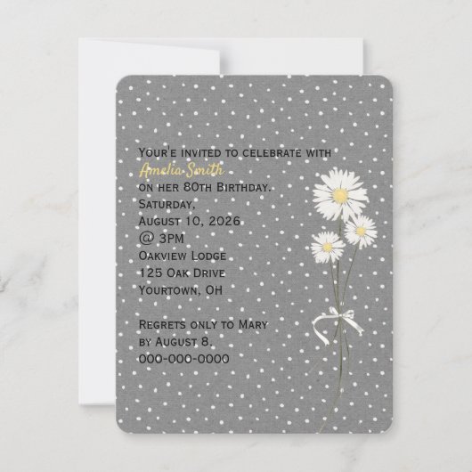 Invitation Maisies sur des points d'épingle blanche invitatio (Devant)