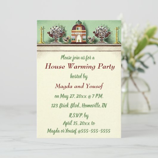 Invitation Maison à Chauffage de Cheminée Modifiable Fête de (Debout devant)