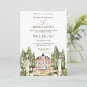 Invitation Maison anglaise à l'aquarelle Budget Code QR Maria (Debout devant)
