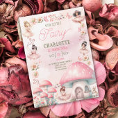 Invitation Maison Champignon Fée Rose Anniversaire