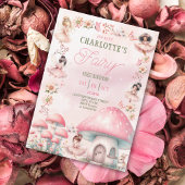 Invitation Maison Champignon Fée Rose Anniversaire Premier