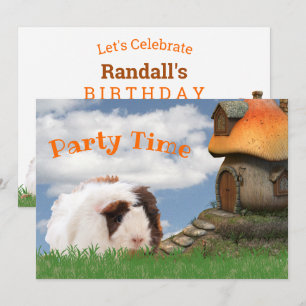 Invitation Maison Champignon pour Cobaye Fête d'Anniversaire 