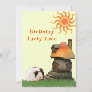 Invitation Maison Champignon pour Cochon d'Inde Personnalisée