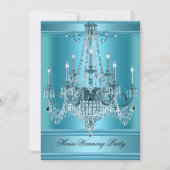 Invitation Maison Chandelier de Fête de Charme Bleu Turquoise (Devant)
