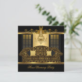 Invitation Maison Chandelier de fête de réveil Ornate Or Noir (Debout devant)