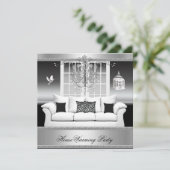 Invitation Maison Chandelier de la fête de réveil blanc argen (Debout devant)