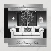 Invitation Maison Chandelier de la fête de réveil Rich Argent (Devant / Derrière)