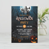 Invitation Maison Chasse Orange & BlancInvitation du parti Ha (Debout devant)