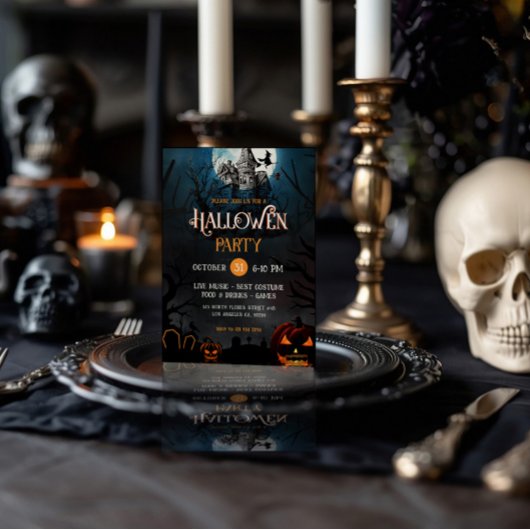 Invitation Maison Chasse Orange & BlancInvitation du parti Ha