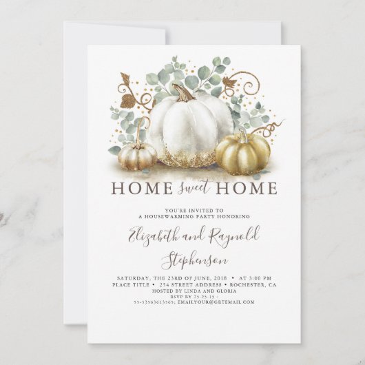 Invitation Maison Chauffage Accueil Chute Douce Citrouille bl (Devant)