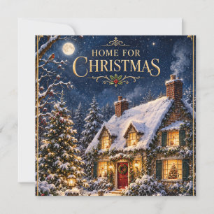 Invitation Maison Cosy pour Noël, Élégante Maison enneigée