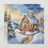Invitation Maison Cute Gingerbread (Devant / Derrière)