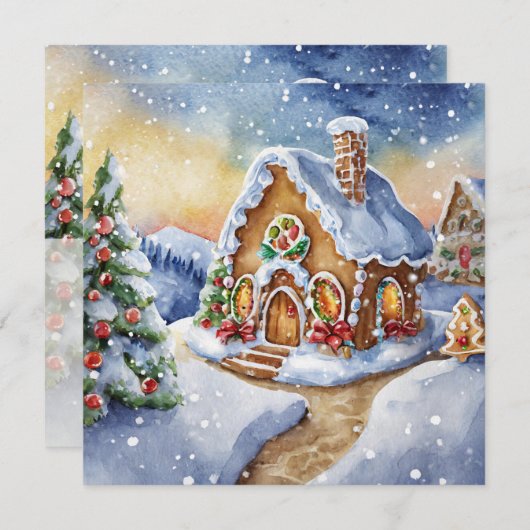Invitation Maison Cute Gingerbread (Devant / Derrière)