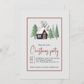 Invitation Maison d'arbres d'hiver et fête de Noël de neige (Devant / Derrière)