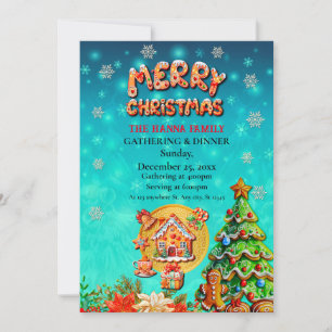 Invitation Maison de bonbons en pain d'épices de Noël et Nouv