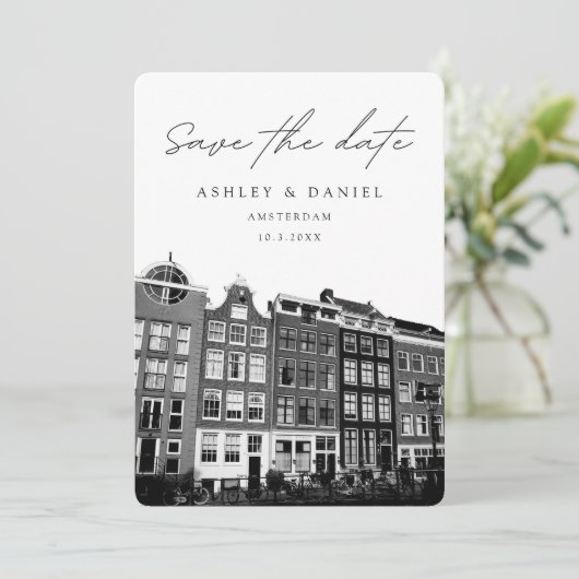 Invitation Maison de canal d'Amsterdam Photo Enregistrer la d (Debout devant)