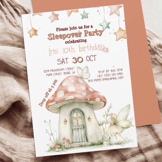 Invitation Maison de la fée de champignons, anniversaire de l