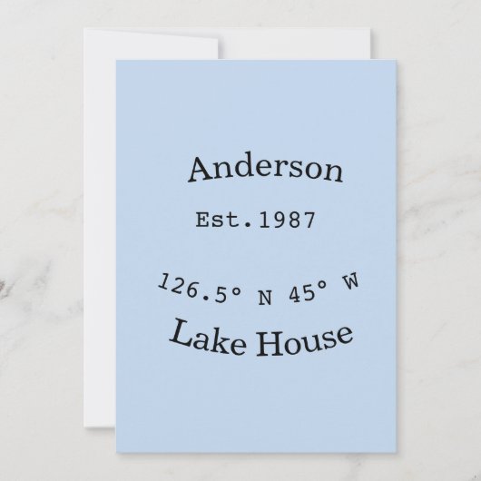Invitation Maison de lac etc. Date année coordonnées personna (Devant)