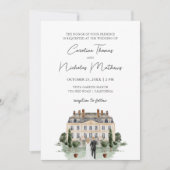 Invitation Maison de maître anglaise mariage aquarelle classi (Devant)