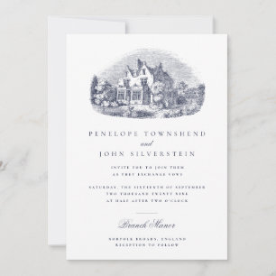 Invitation Maison de maître élégante vintage illustration mar