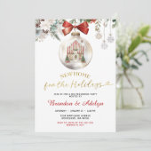 Invitation Maison de Noël Classique Fleurissement de Maison d (Debout devant)