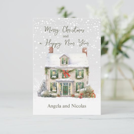 Invitation Maison de Noël en Neige (Debout devant)