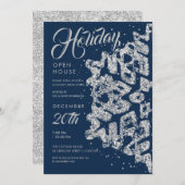 Invitation Maison de Noël Open House Parties scintillant Arge (Devant / Derrière)