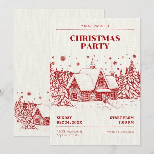 Invitation Maison de Noël Vintage (Devant / Derrière)