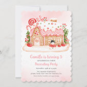 Invitation Maison de pain d'épices décorant fête d'anniversai (Devant)