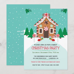 Invitation Maison de pain d'épices Noël Fête de Noël