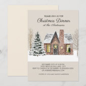 Invitation Maison de pin enneigée de Noël Dîner d'hiver (Devant / Derrière)