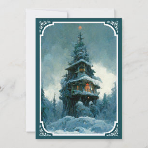 Invitation Maison De Pins En Hiver Arbre de Noël
