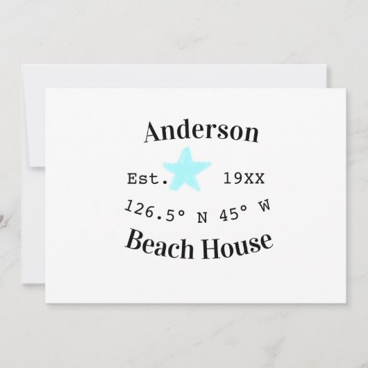 Invitation Maison de plage Date année coordonnées personnalis (Devant)
