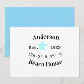 Invitation Maison de plage Date année coordonnées personnalis (Devant / Derrière)