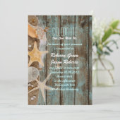 Invitation Maison de plage élégante coquillages mariage océan (Debout devant)