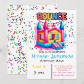 Invitation Maison de rebond coloré Anniversaire Bash (Devant / Derrière)